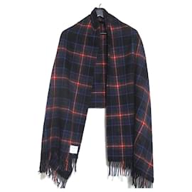 Autre Marque-Begg & Co Wool Angora Check Fringe Scarf-Black