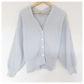 Autre Marque SHENERY Strickjacke aus dehnbarem Polyester-Rippstrick Grau