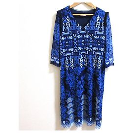 Autre Marque VIVIENNE TAM Oriental Power Net Dress Blue