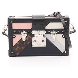 Bolsa de Ombro Petite Malle Monogram em Couro Louis Vuitton Rosa Multicor