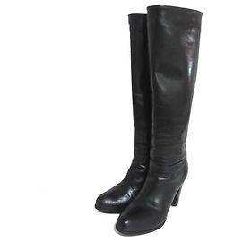 Autre Marque Sartore High Heel Leather Long Boots Black