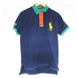 Camisa Polo de Algodão CUSTOM FIT da Ralph Lauren Azul Azul marinho
