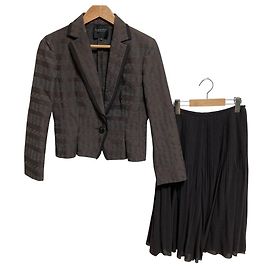 Conjunto de Falda Plisada y Chaqueta con Bordes LANVIN COLLECTION Castaño