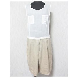 Robe en mélange de lin S Max Mara Blanc Beige Blanc cassé