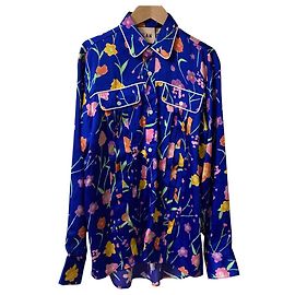 Autre Marque Camicia plissettata con stampa floreale Plan C Blu