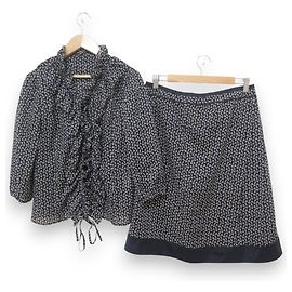 Autre Marque Blusa Gonna 2 in 1 Leilian Nero Bianco Blu navy