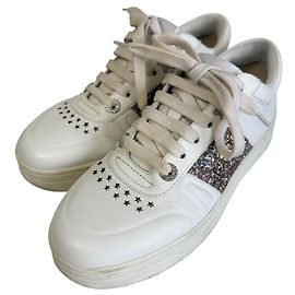HAWAII Leder Sneaker von Jimmy Choo Weiß