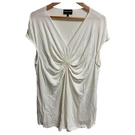Top de V cuello con fruncidos de Giorgio Armani Blanco