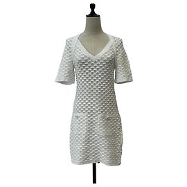 Vestido de malha Chanel Coco Mark Branco