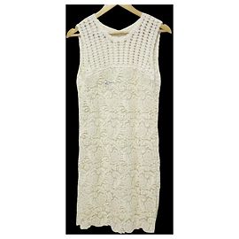 Vestido de encaje de croché Prada Blanco Blanco roto