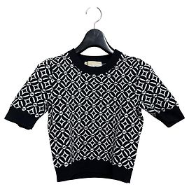 Top de punto jacquard con logo Michael Kors Negro Blanco