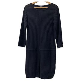 Apc A.P.C. Kleid aus Leinenmischung mit Häkelstrick Schwarz