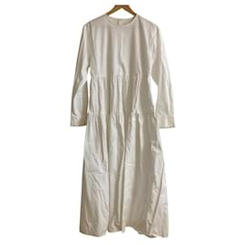 Autre Marque Vestido de sarga de algodón impecable Blanco