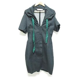 Robe en denim à fermeture éclair avant Marni Bleu