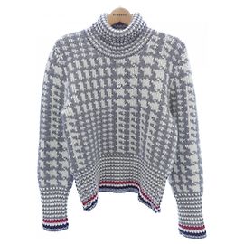Kaschmirstrick Thom Browne MKA431A Braun Weiß