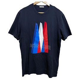 Camiseta de algodón con estampado del logo Moncler Azul Azul marino