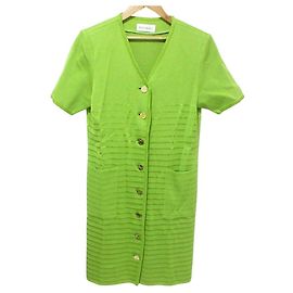 Robe tricot 2 en 1 à boutons dorés Yves Saint Laurent Vert