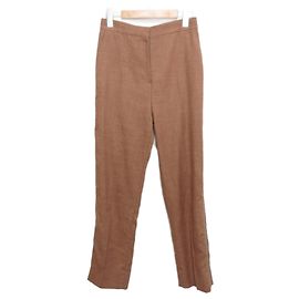 Burberry Leather Side Line Silk Mohair Blend Pants Brown