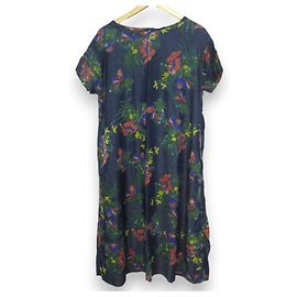 Autre Marque Aloha-Print Cupra Denim Kleid 45R Blau Mehrfarben Marineblau