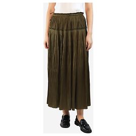 Ulla Johnson Khaki Satin Faltenrock - Größe UK 10 Grün