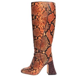 Rochas Braune Schlangenleder-Stiefel bis zum Knie - Größe EU 36 Braun