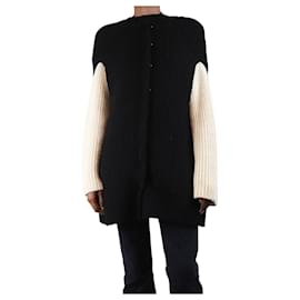 Balenciaga-Black Alpaca contrast knit cardigan - size UK 8-Black