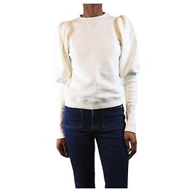 Ulla Johnson Elfenbeinfarbener Pullover mit Puffärmeln - Größe UK 4 Weiß