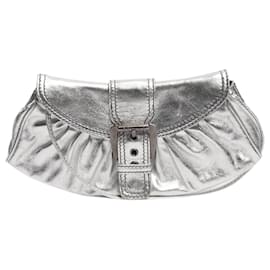 Céline-Silver metallic leather shoulder bag-Silvery