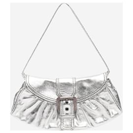 Céline-Silver metallic leather shoulder bag-Silvery