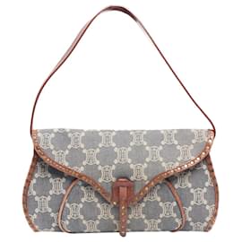 Céline-Blue Macadam denim shoulder bag-Blue
