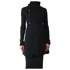 Rick Owens Giacca in maglia nera con zip lunga - taglia UK 8 Nero