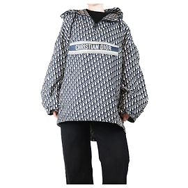 Dior Blue oblique jacquard hooded anorak - size M Blue