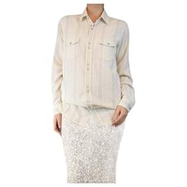Saint Laurent-Cream metallic thread western blouse - size S-Cream