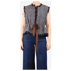 Ulla Johnson Chaleco de punto multicolor con flecos - talla S Multicolor