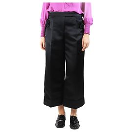 Simone Rocha Black satin cropped trousers - size UK 12 Black