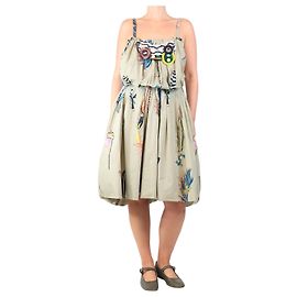 Marni Robe midi imprimée de plumes kaki clair - taille UK 12 Vert