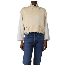 Marni Cremiger, distressed Strickweste - Größe UK 8 Roh
