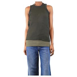 Sacai Haut plissé sans manches en kaki à double couche - taille UK 8 Vert