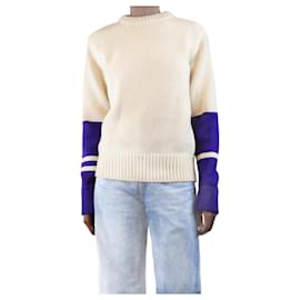 Calvin Klein-Cream crew neck wool jumper - size XS-Cream