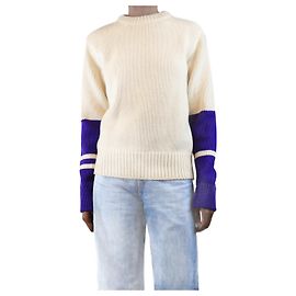 Calvin Klein Cremefarbener Wollpullover mit Rundhalsausschnitt - Größe XS Roh