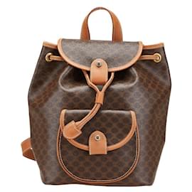 Céline-Celine Macadam Brown Leather Backpack-Brown