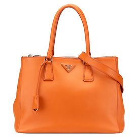 Bolsa de mão Prada Galleria com placa de logo triangular Laranja