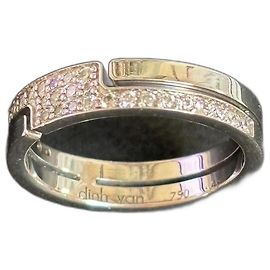 Dinh Van Seventies ring in white gold and diamonds size 49 Silvery