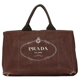 Prada Canapa Canvas Tote Bag Brown