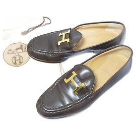 Mocassins en cuir Constance d'Hermès Marron