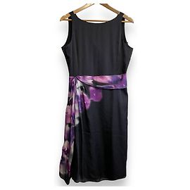 Robe en soie florale Armani Collezioni Noir Violet