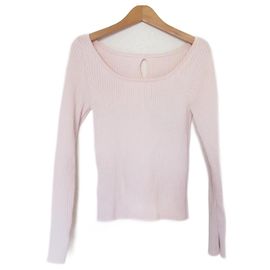 Autre Marque Rotes Rippenstrick-Top Pink