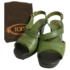 Sandales à talons hauts en cuir Tod's Vert