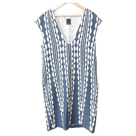 Autre Marque mina perhonen cloudy flower silk cashmere blend dress Blue