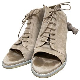 Autre Marque Sandales à talons en daim à lacets Brunello Cucinelli Beige Autre